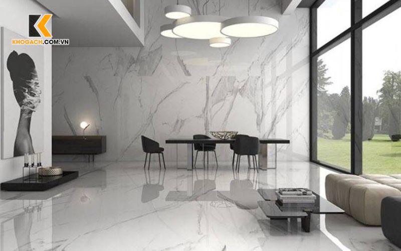 Gạch Trang Trí Phòng Khách Vân Khói Hiện Đại