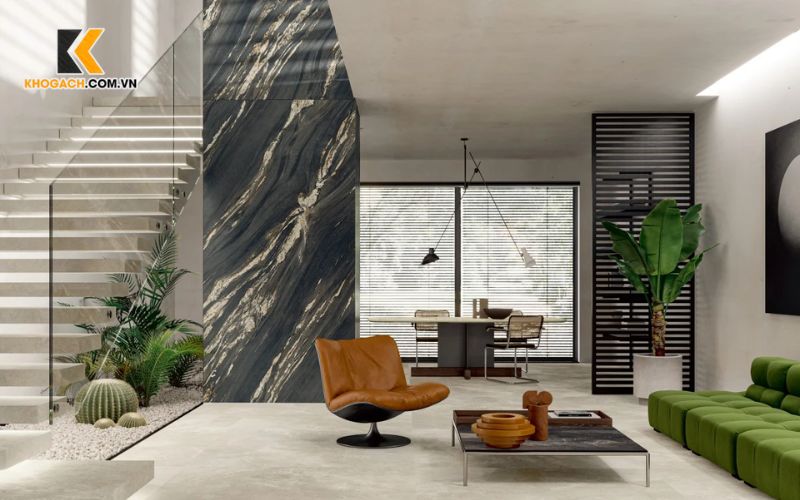 Gạch Trang Trí Phòng Khách Vân Đá Khổ Lớn