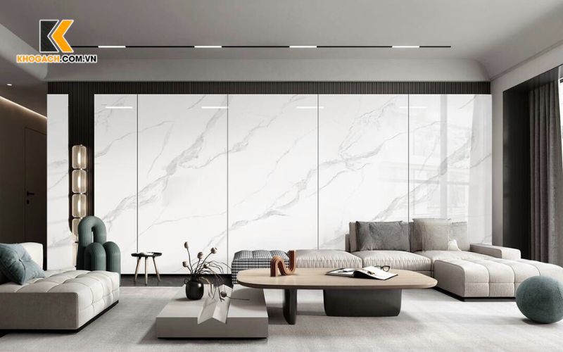 Gạch Trang Trí Phòng Khách Vân Khói Khổ Lớn