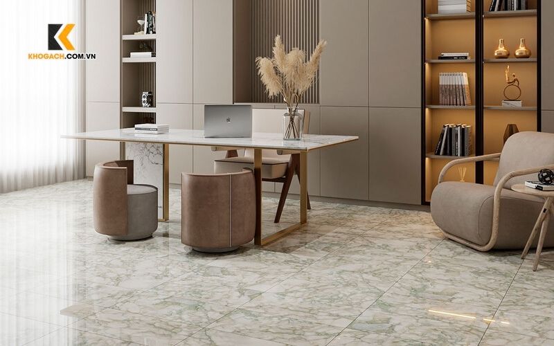 Các loại gạch lát nền vân đá phòng khách phổ biến hiện nay