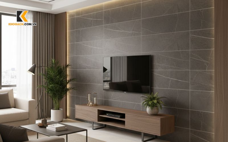 Gạch 40x80 ốp tường phòng khách