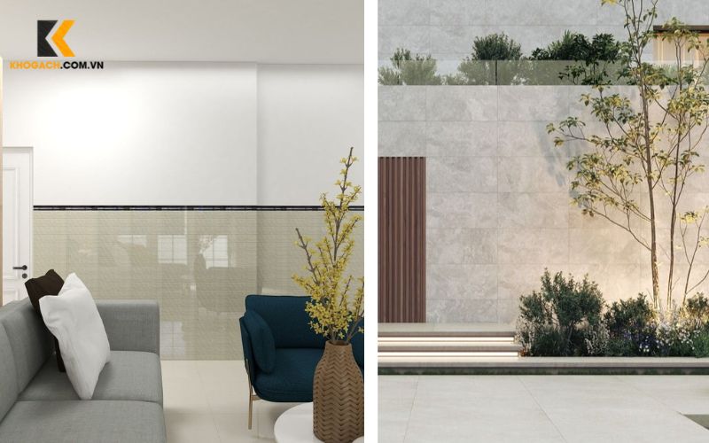 Gạch ốp tường khổ lớn 60x120 bề mặt bóng và mờ