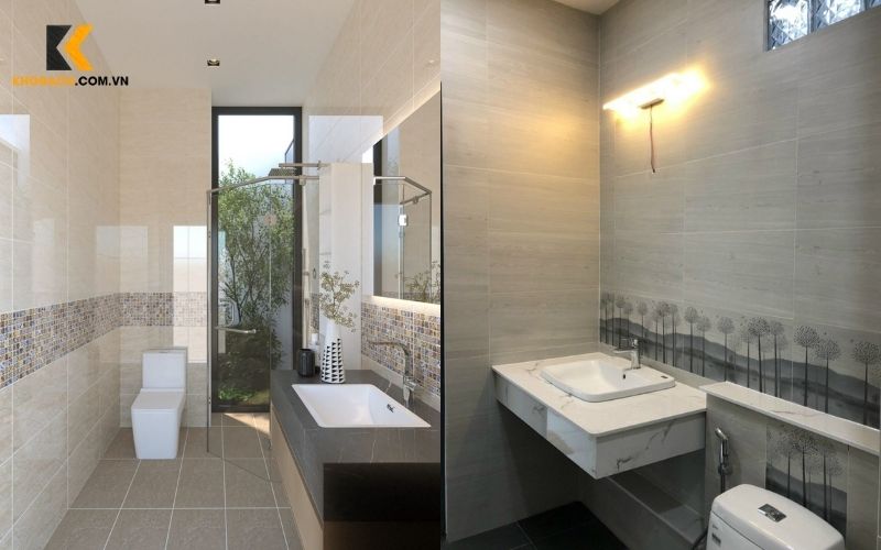 Gạch 30x60 vân đá và gạch trang trí điểm nhấn