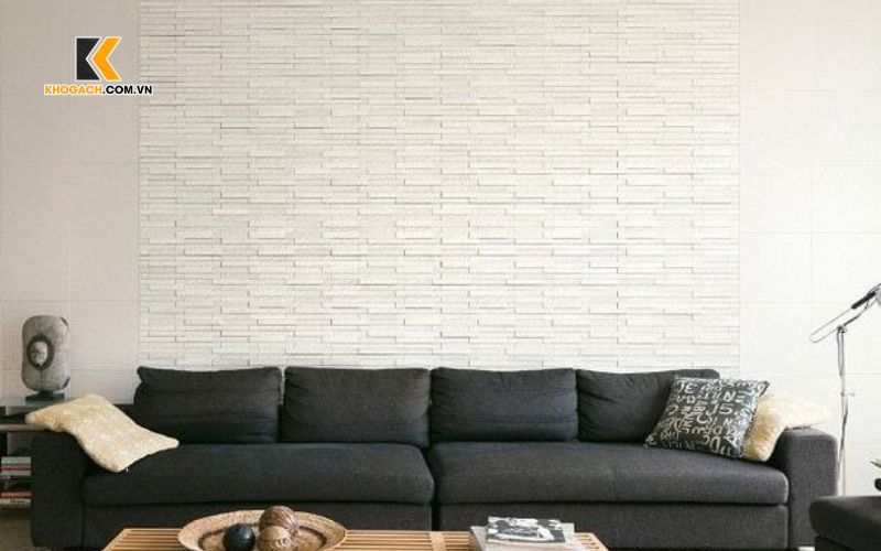 Những lưu ý khi thi công gạch thẻ trang trí phòng khách